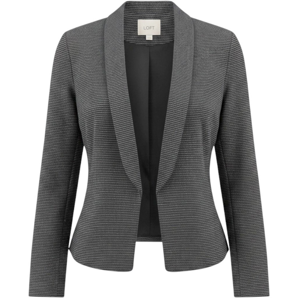 LOFT Ann Taylor‎ Grey Striped Open Front Shawl Collar Blazer Jacket Petite MP